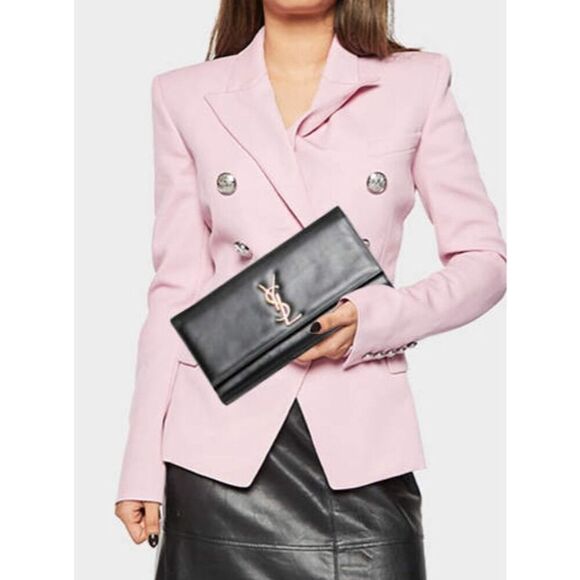 Saint Laurent Kate‎ Clutch Black Leather Gold Hardware Women's Bag - Picture 3 of 15